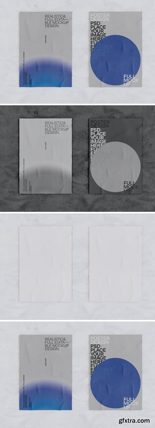 Two Crumpled Poster Mockup