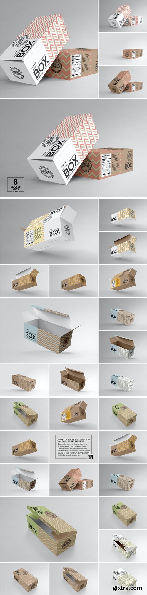 Top Tuck Auto Bottom Long Box Packaging Mockup