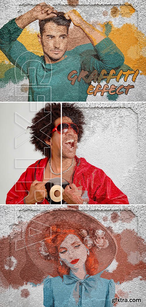 Graffiti Photo Effect on Grunge Wall Texture Mockup