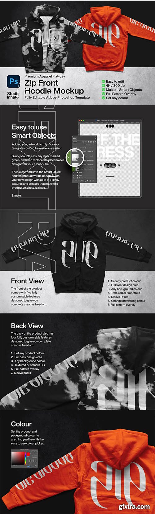 CreativeMarket - Zip Front Hoodie Mockup 5835130