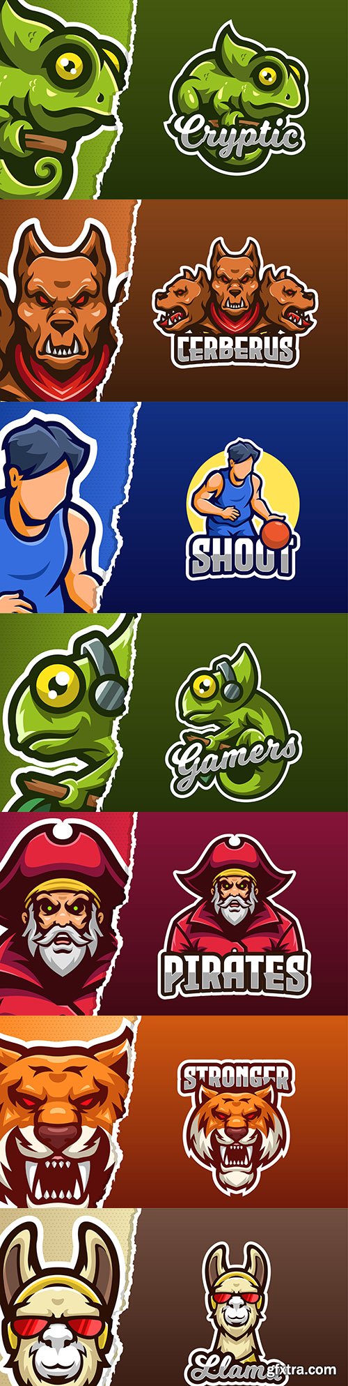 Logo and mascot eSports game templates design
