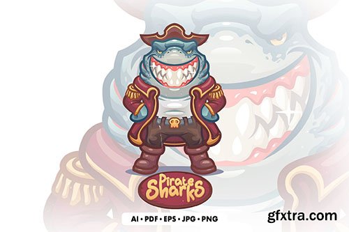 Pirate Sharks Illustration 