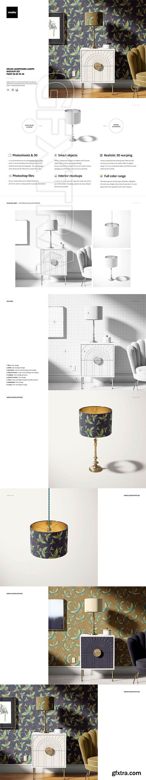 CreativeMarket - Drum Lamp Shade Lamps Mockup Set 5666483