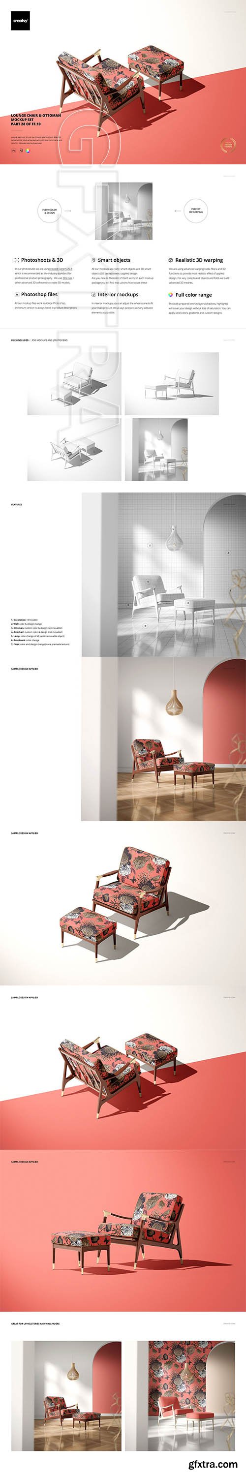 CreativeMarket - Lounge Chair & Ottoman Mockup Set 5183773