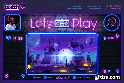 Neon Gaming Twitch Overlay