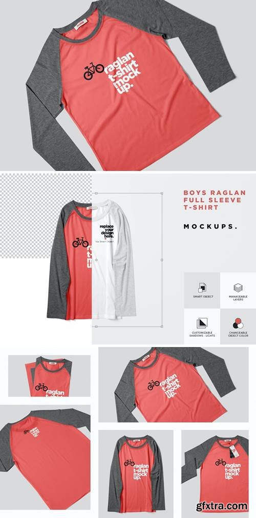 Raglan Full Sleeve T-Shirt Mockups