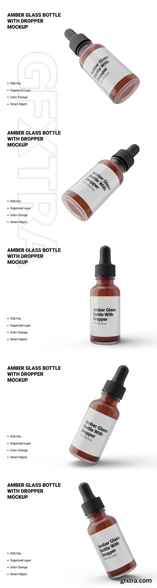 Amber glass bottle with dropper mockup