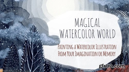 Magical Watercolor World. Painting Watercolor Illustration from Your Imagination or Memory