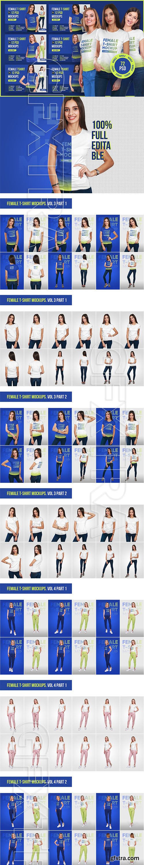 CreativeMarket - Female T-Shirt PSD Mockups Bundle 5922736