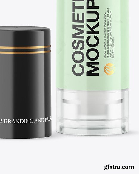 Opened Clear Cosmetic Bottle with Pump mockup 76756