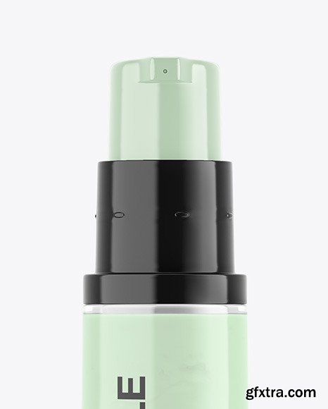 Opened Clear Cosmetic Bottle with Pump mockup 76756