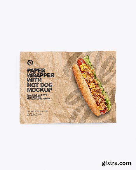 Papper Wrapper With Hot Dog Mockup 75154