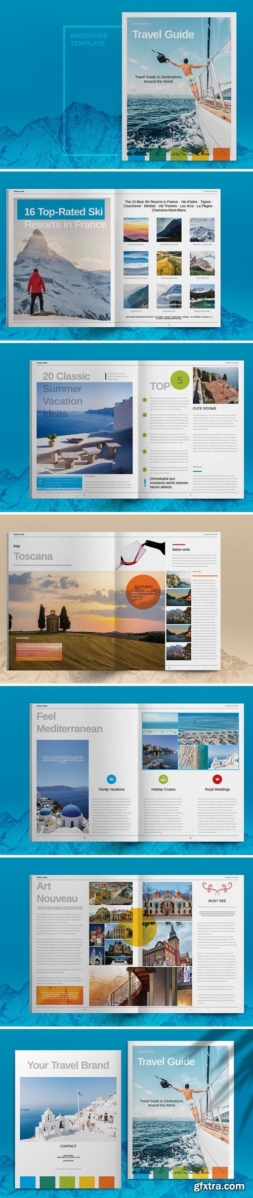 Blue Travel Guide Brochure Template