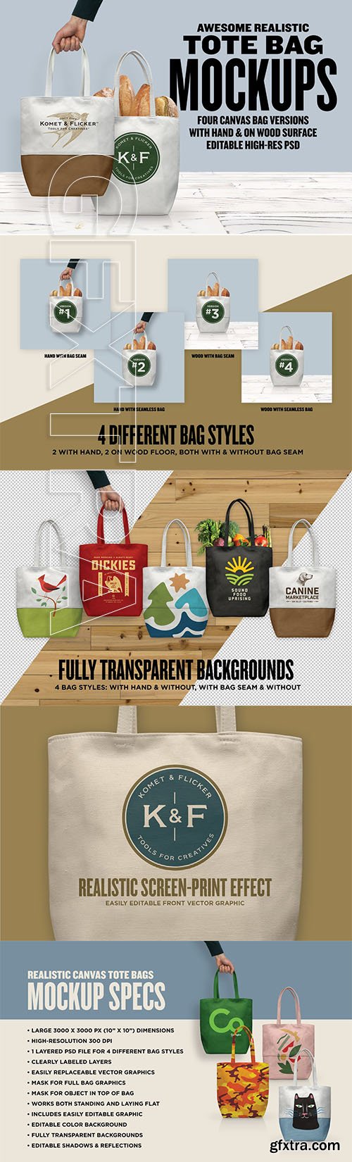 CreativeMarket - Realistic Canvas Tote Bag Mockups 5850995