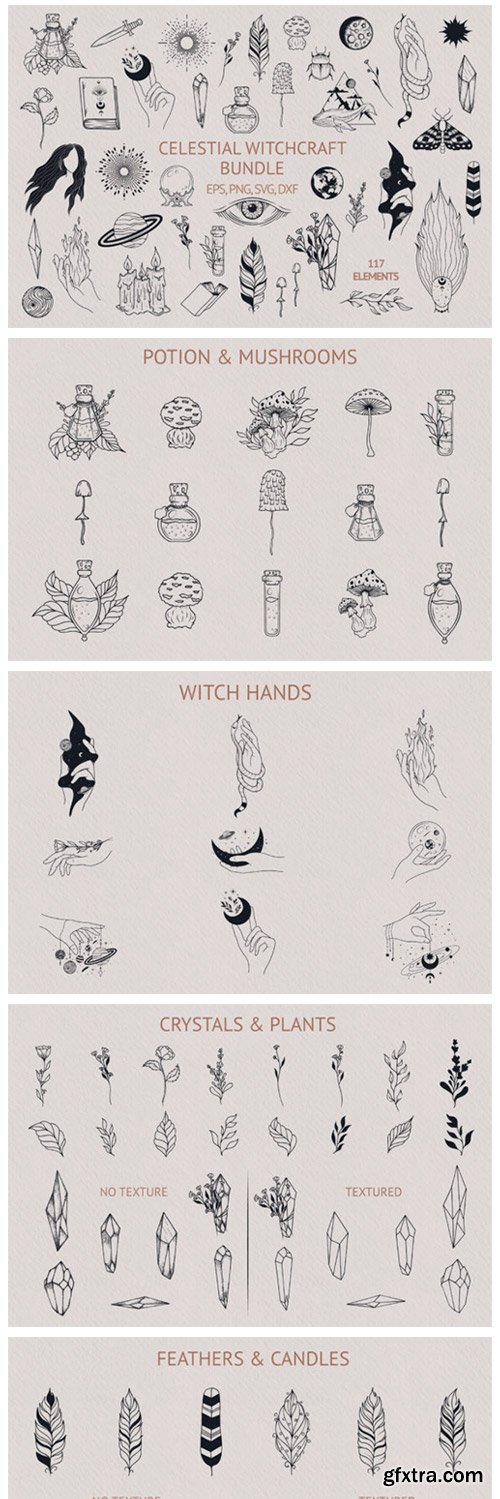 Hand Drawn Celestial Witchcraft Bundle 8345029