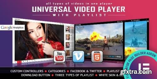 CodeCanyon - Universal Video Player - YouTube/Vimeo/Self-Hosted - Elementor Widget v1.0.0 - 31115222