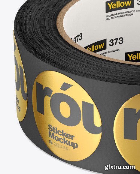 Roll w/Round Stickers Mockup 76769