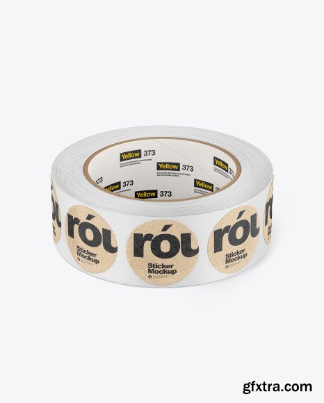 Roll w/Round Stickers Mockup 76769