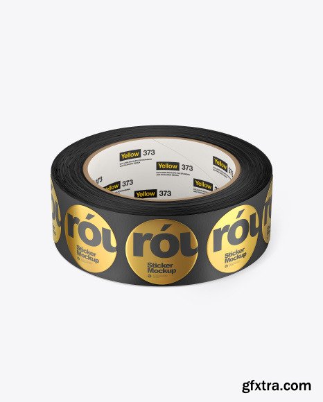 Roll w/Round Stickers Mockup 76769