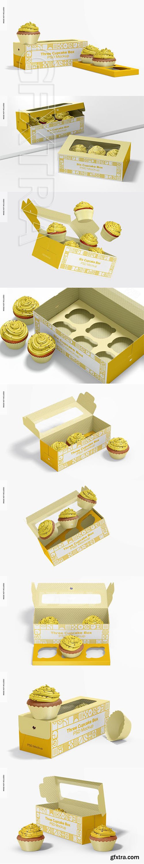 Three-six cupcake box mockup