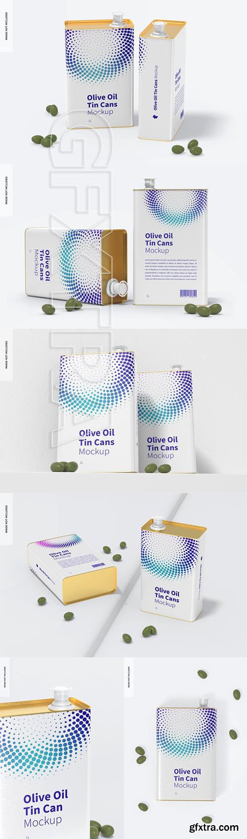 1 liter olive oil rectangular tin cans mockup