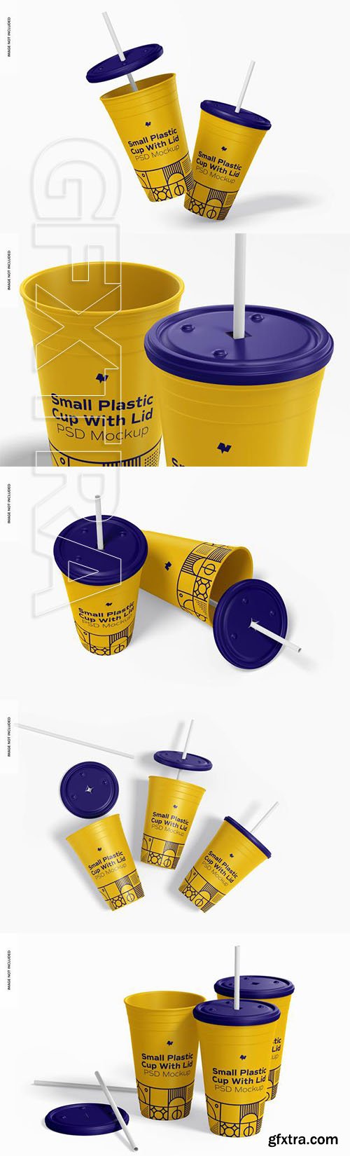 Small plastic cup with lid mockup