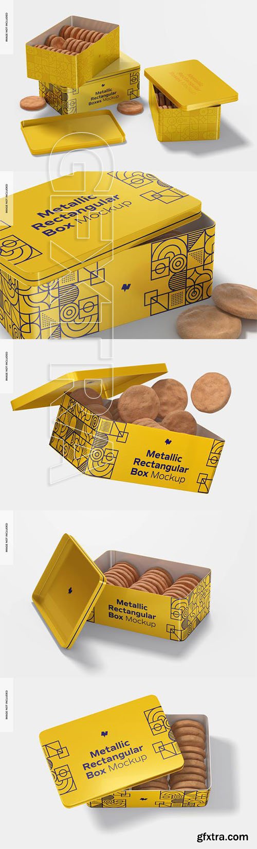 Metallic rectangular boxes mockup