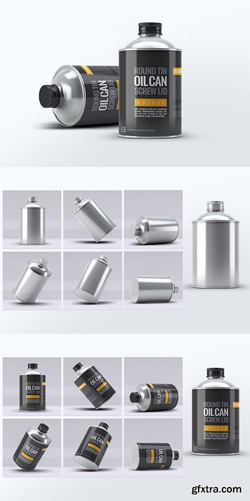 Oil Round Tin Can Screw Lid Mock-Up