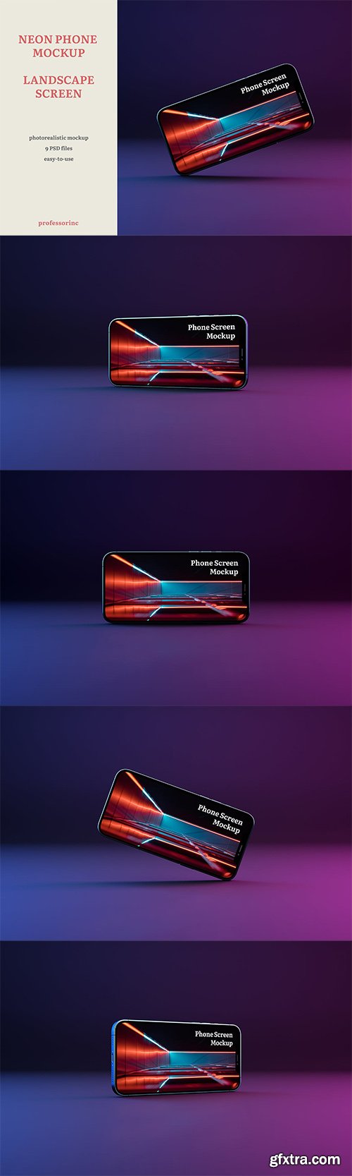 Neon Landscape iPhone Screen Mockup