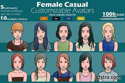 Female Casual Customizable Avatars GL 