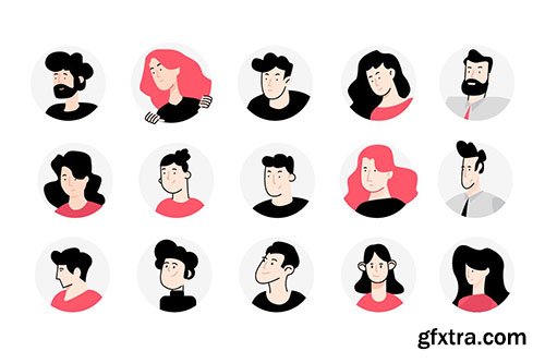 Set of Flat Design Avatar Icons 