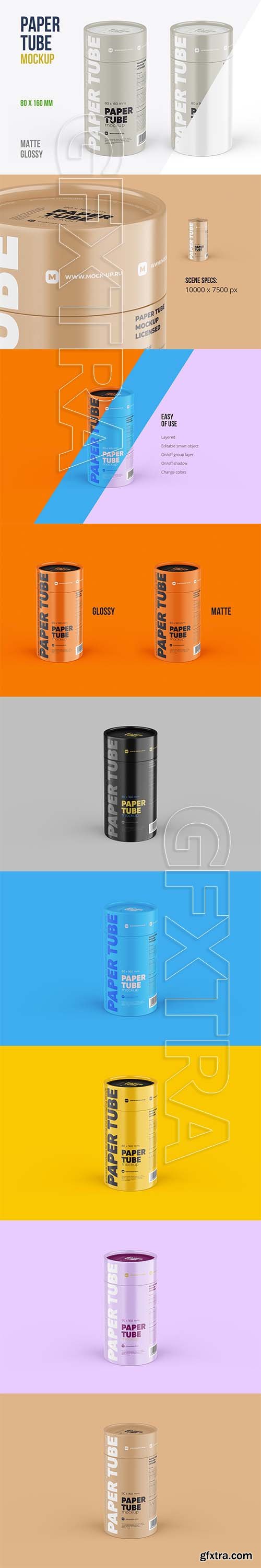 CreativeMarket - Closed Paper Tube Mockup 80x160mm 5841136