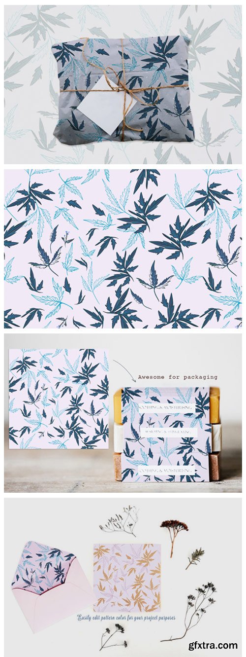 Floral Rustic Vector Pattern with Leaves 4065136