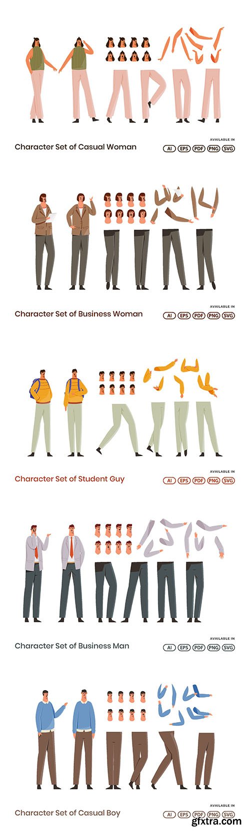 Character Set of Casual man and women