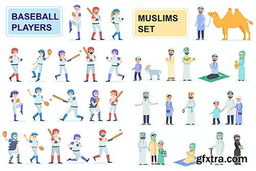 Baseballs and Muslims Flat People Characters 