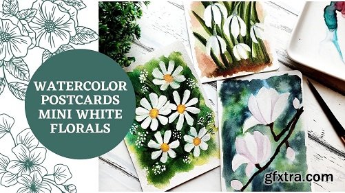 Watercolor Floral Postcards : Painting Mini White Florals