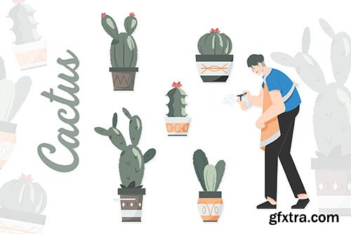 Cactus illustrations set