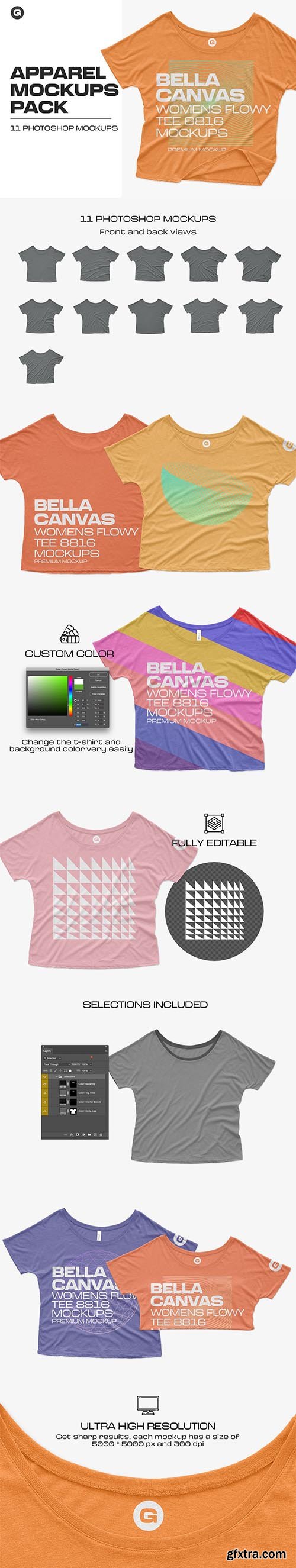 CreativeMarket - Bella Canvas Flowy Tee 8816 Mockups 5959450