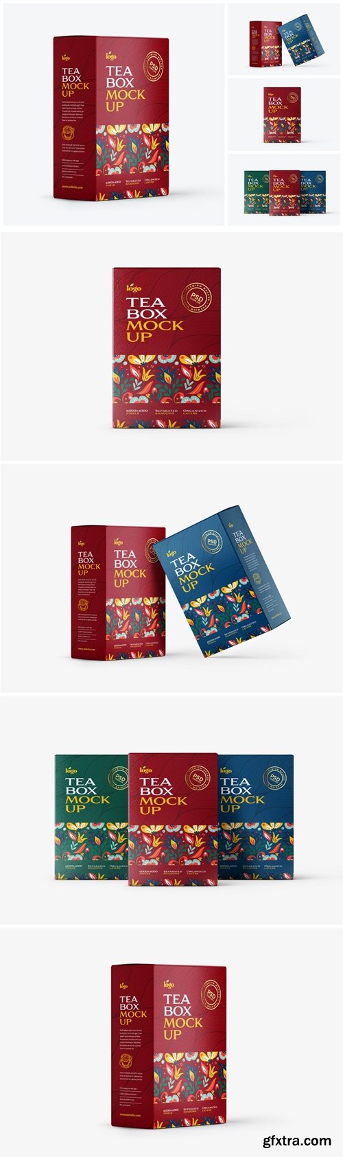 Tea Box Packaging Mockup Set