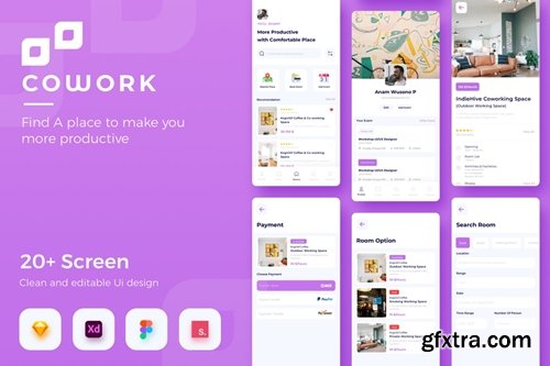 Cowork - Coworking Space Rent Apps UI KIT