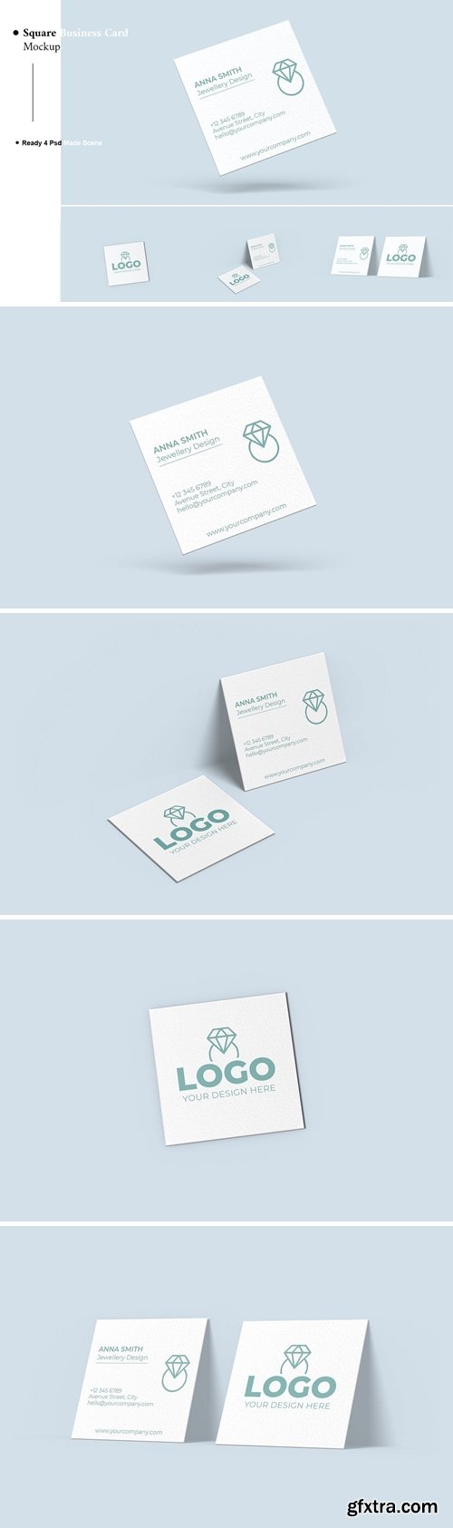 Square Business Card Mockup V.3