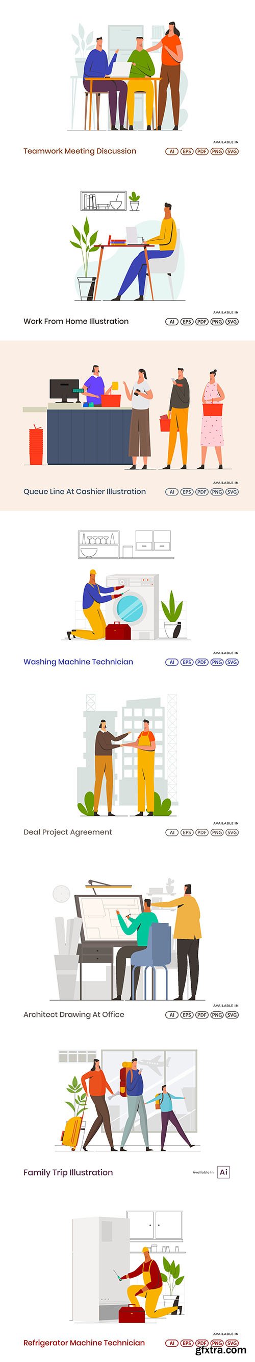 People Activities Vector Illustrations Vol 7