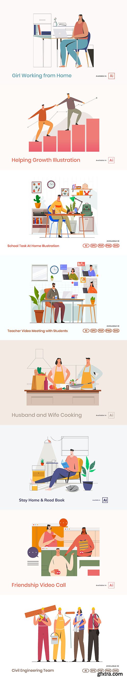 People Activities Vector Illustrations Vol 9