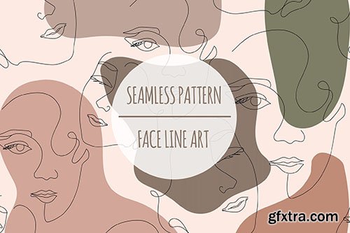 Face Line Art – Seamless Pattern 