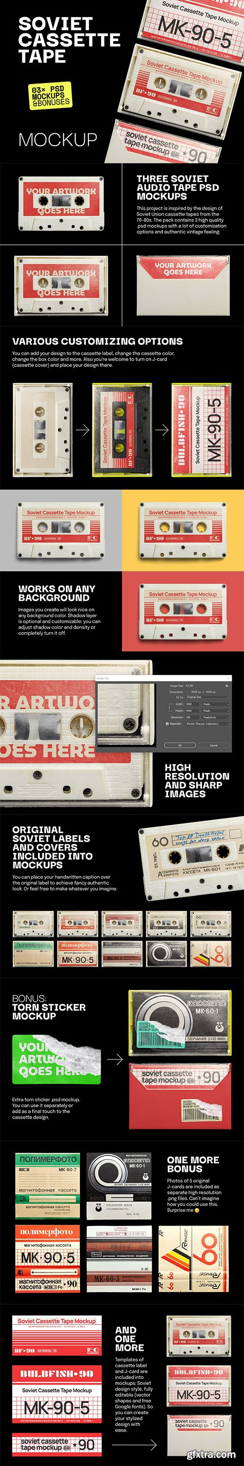 CreativeMarket - Soviet Cassette Tape Mockup 5889893