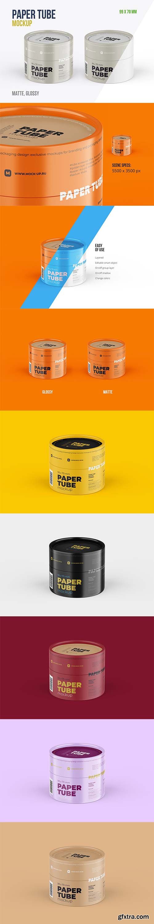 CreativeMarket - Closed Paper Tube Mockup 99x70mm 5857966