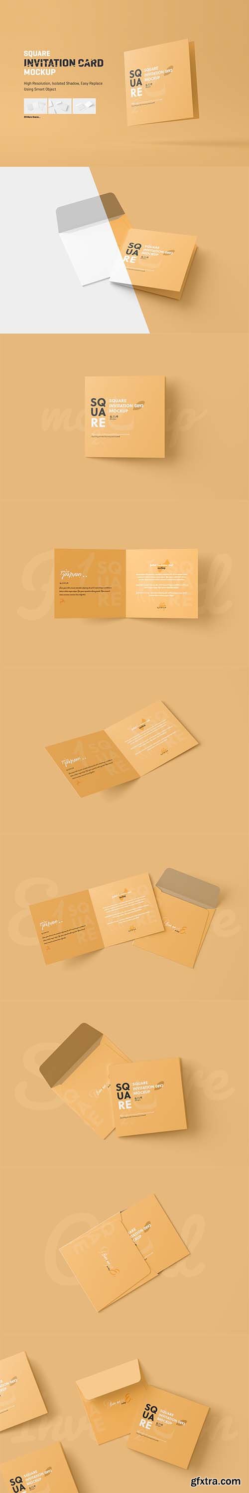 CreativeMarket - Square Folded Invitation Card Mockup 5852682