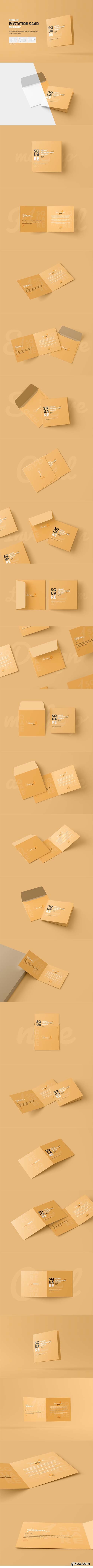 CreativeMarket - Square Folded Invitation Card Mockup 5852682