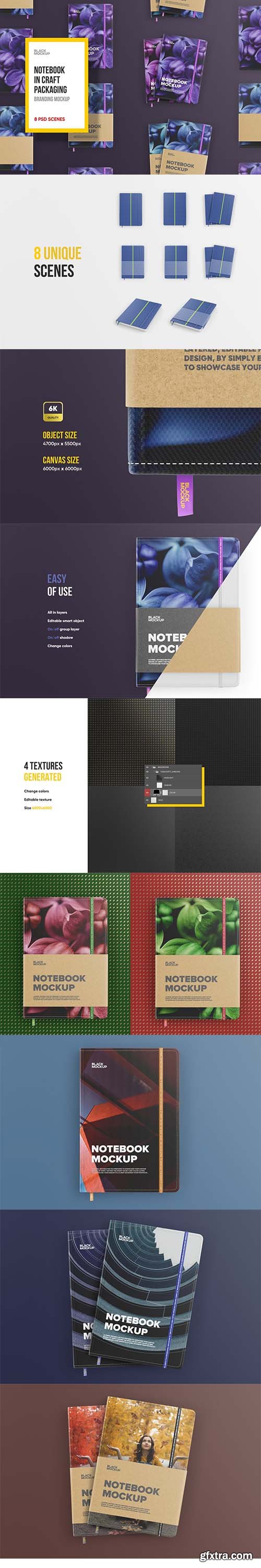 CreativeMarket - Notebook in craft packaging mockup 5861073