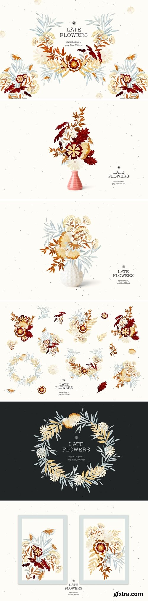 Late Flowers - digital clipart set